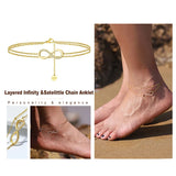 925 Silver 14K Plated Anklets Number 8 Bracelet Leg Chain Decoration Gift