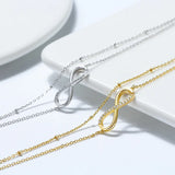 925 Silver 14K Plated Anklets Number 8 Bracelet Leg Chain Decoration Gift