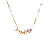 925 Silver Fish Zircon Pendant Necklace for Girl Lady