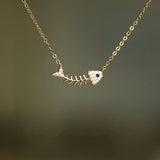 925 Silver Fish Zircon Pendant Necklace for Girl Lady