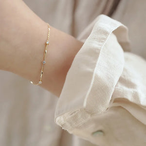 925 Silver Zircon Ear Studs & Bling Bracelet Set