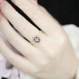925 Silver Plum Amethyst Crown Ring Geometric Jewelry