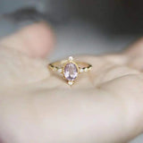 925 Silver Plum Amethyst Crown Ring Geometric Jewelry