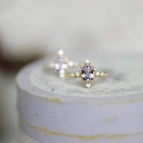 925 Silver Plum Amethyst Crown Ring Geometric Jewelry