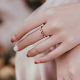 925 Silver 14K Plated Orange Zircon Retro Ring Wedding Jewelry