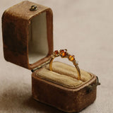925 Silver 14K Plated Orange Zircon Retro Ring Wedding Jewelry