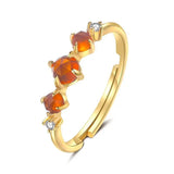 925 Silver 14K Plated Orange Zircon Retro Ring Wedding Jewelry
