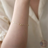 925 Silver Zircon Bracelet 14K Plated Twist Bow Star Jewelry