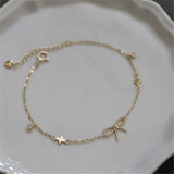 925 Silver Zircon Bracelet 14K Plated Twist Bow Star Jewelry