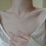 925 Silver Crystal Pearl Moon Star Pendant Necklace