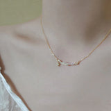925 Silver Crystal Pearl Moon Star Pendant Necklace