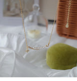 925 Silver Crystal Pearl Moon Star Pendant Necklace