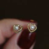 925 Silver Plated Love Pearl Earrings For Women Party Jewelry Gift