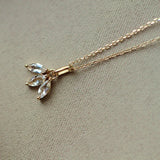 925 Silver Plated Crystal Clover Pendant Chain Necklace