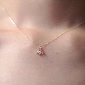 925 Silver Plated Crystal Clover Pendant Chain Necklace