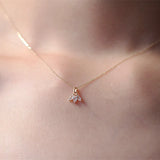 925 Silver Plated Crystal Clover Pendant Chain Necklace