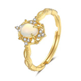 925 Silver Plated Opal Open-end Ring for Women Geometric Jewelry