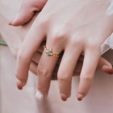 925 Silver Plated Opal Open-end Ring for Women Geometric Jewelry