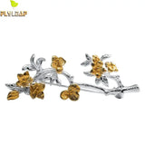 925 Silver 14k Peach Flower Brooch Women's Lady Party Birthday Gift Jewelry