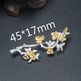 925 Silver 14k Peach Flower Brooch Women's Lady Party Birthday Gift Jewelry