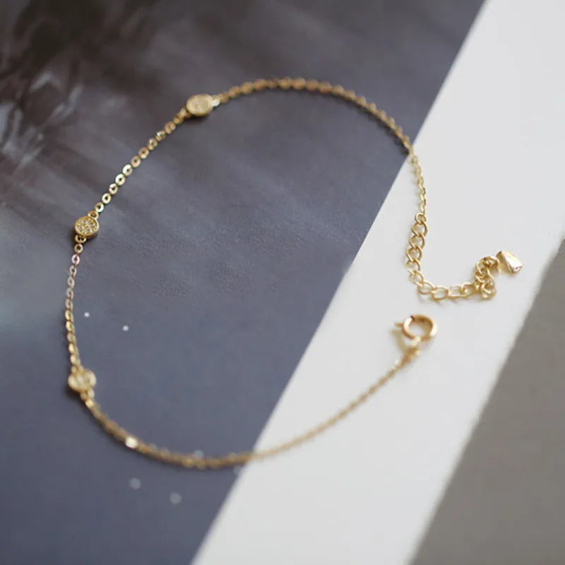 925 Silver Zircon Disc Bracelet for Women