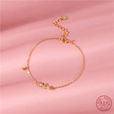925 Silver 14k Plated Bow Bracelet Zircon Set Women's Jewelry Gift