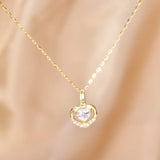 925 Silver 14k Plated Heart Clavicle Necklace with Zircon Pendant