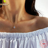 925 Silver 14k Plated Heart Clavicle Necklace with Zircon Pendant