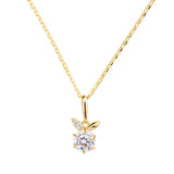 925 Silver 14k Plated Rabbit Pendant Necklace Clavicle Chain Women