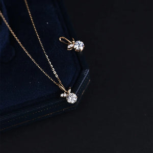 925 Silver 14k Plated Rabbit Pendant Necklace Clavicle Chain Women