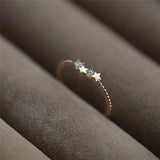 925 Silver Zircon Star Ring Plated Gold All-match Jewelry