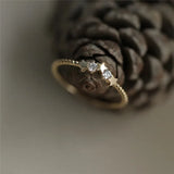 925 Silver Zircon Star Ring Plated Gold All-match Jewelry