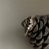 925 Silver Zircon Star Ring Plated Gold All-match Jewelry