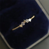 925 Silver Zircon Star Ring Plated Gold All-match Jewelry