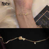 925 Silver 14k Plated Bracelet Women Zircon Heart Romantic Hand Jewelry Gift