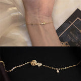 925 Silver 14k Plated Bracelet Women Zircon Heart Romantic Hand Jewelry Gift