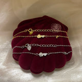 925 Silver 14k Plated Bracelet Women Zircon Heart Romantic Hand Jewelry Gift