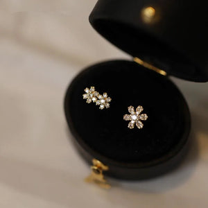 925 Silver 14k Plated Asymmetric Zircon Earrings for Women