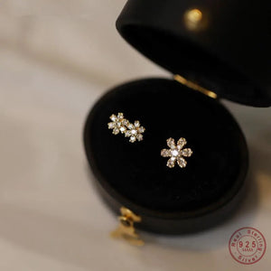 925 Silver 14k Plated Asymmetric Zircon Earrings for Women