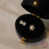 925 Silver 14k Plated Asymmetric Zircon Earrings for Women