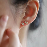 925 Silver 14k Plated Asymmetric Zircon Earrings for Women