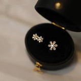 925 Silver 14k Plated Asymmetric Zircon Earrings for Women
