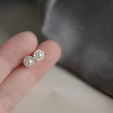 Sterling Silver Pearl Inlaid Zircon Stud Earrings