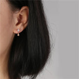925 Silver 14k Plated Light Orange Zircon Flower Earrings
