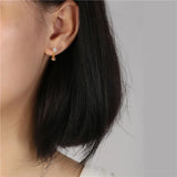 925 Silver 14k Plated Light Orange Zircon Flower Earrings