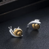 925 Silver Snails Stud Earrings Chinese Style Fine Jewelry