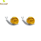 925 Silver Snails Stud Earrings Chinese Style Fine Jewelry