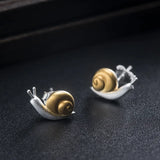925 Silver Snails Stud Earrings Chinese Style Fine Jewelry