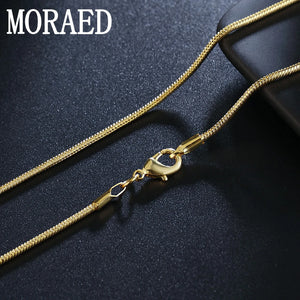 925 Silver 2MM 18k Snake Chain Necklace For Men Women