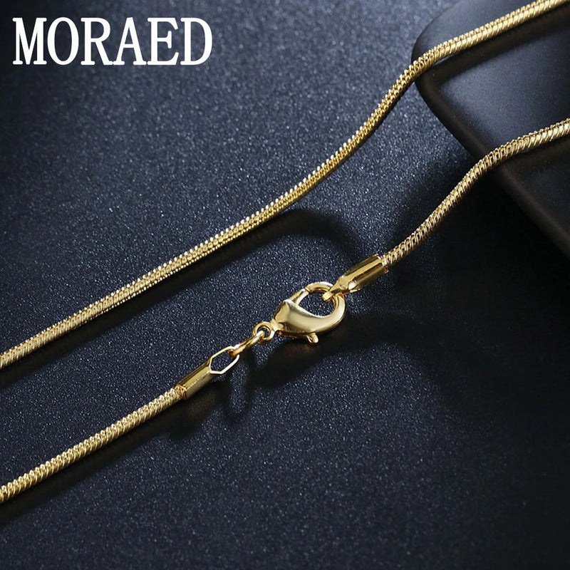 925 Silver 2MM 18k Snake Chain Necklace For Men Women